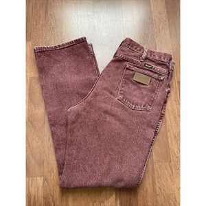 Wrangler VTG Denim Jeans 36x32 Burgundy Cowboy Cut Western Made In USA